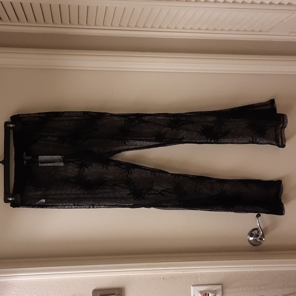 NWT, Miken Swim Black Palm Tree Crochet Cover-up Pants - Picture 8 of 13